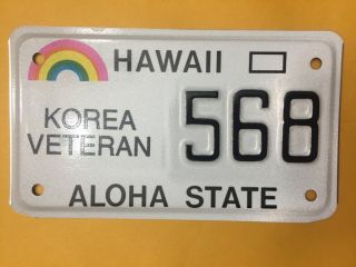 2000 Korean Veteran Motorcyle Hawaii License Plate