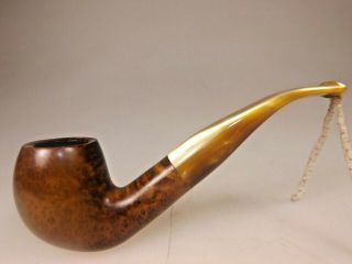 Imported Briar Italy Bent Apple Briar Pipe Acrylic Marbleized Stem Thin Bite