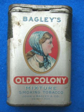Vintage BAGLEY’S OLD COLONY TOBACCO POCKET TIN 3