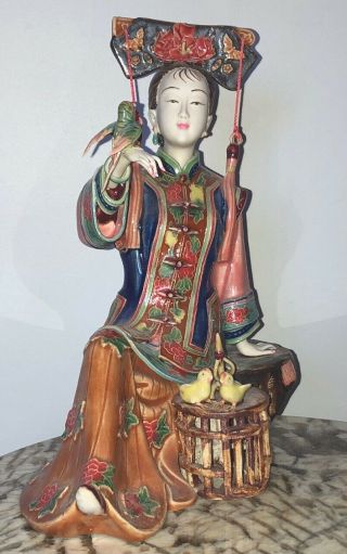 Chinese Porcelain / Ceramic Lady Figurine - Freedom Bird