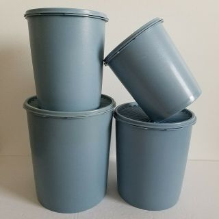 Tupperware 8 - Pc Country Blue Nesting Servalier Canisters 1339 805 807 809 & Lids