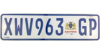 Guateng South Africa License Plate Xwv963