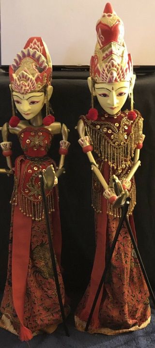 Traditional Wayang Golek Rod Puppets - Indonesian Rama & Sita