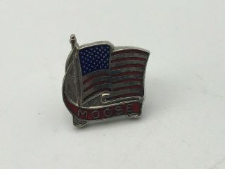 Vintage American Flag Loyal Order Of Moose Lapel Pin Tie Tac B9 3