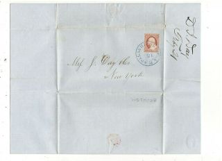 1853 Folded Letter,  Apalachicola,  Fl,  Paid 3 On 3,  Blue Cds