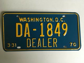1970 Washington Dc Dealer License Plate District Of Columbia All