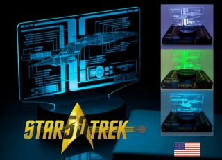 Star Trek Enterprise Schematic Illuminated 50th Anniversary Tng & Tos Multicolor