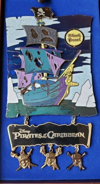 Disney Pirates Of The Caribbean Black Pearl Jumbo Pin Le 500 Ob Actual Sail