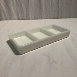 Vintage American Cabinet Company 17 Milk Glass Dental Tool Tray 3 Compartment