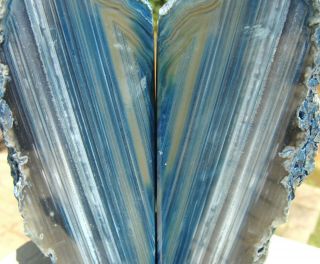 Agate Geode Blue Bookends - Unique Color Blends/Exc Patterns - 4 lbs 9 ounces - WOW 2