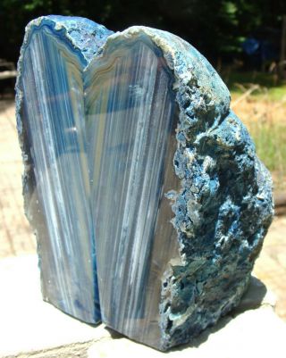Agate Geode Blue Bookends - Unique Color Blends/Exc Patterns - 4 lbs 9 ounces - WOW 3