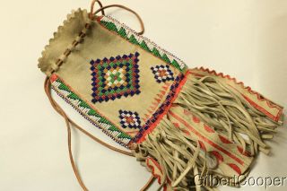 Sioux Beaded And Painted Tobacco Bag