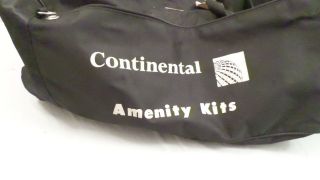 Vintage Continental Airlines Amenity Kits Black Duffel Bag 19x12x9 "