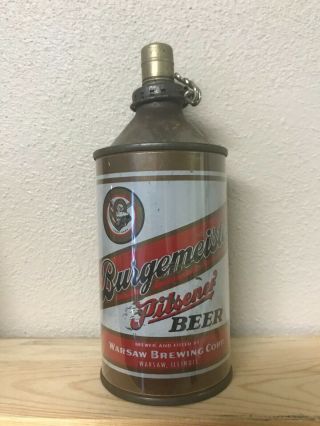 Bürgermeister Pilsener Beer Cone Top Lighter Can; Warsaw Brewing Corp,  Il