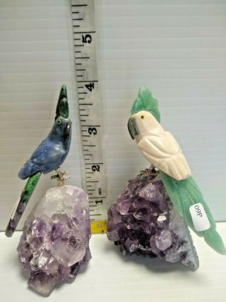 Hand - carved Brazilian STONE BIRDS Figurine made from Amethyst 2