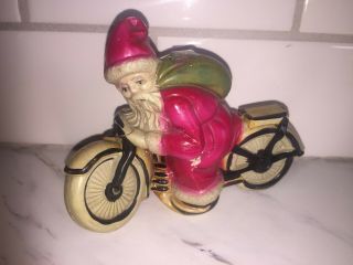Vintage C1915 Celluloid Christmas Santa Claus On Motorcycle 5 " Japan