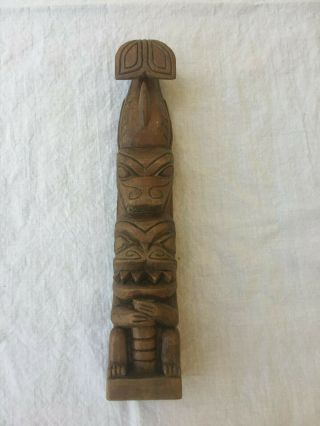 Northwest Coast Indian Wood Carved Totem Signed