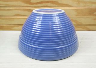 Vtg Fioriware Stonewall Kitchen Mixing Bowl 8 " Farmhouse Blue Ribbed Usa Pottery