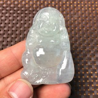 Chinese Rare Collectible White Ice Jadeite Jade Laughing Buddha Handwork Pendant