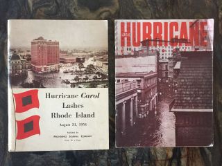 2 Vintage 1954 " Hurricane Carol - Rhode Island Souvenir " Books,  Great History