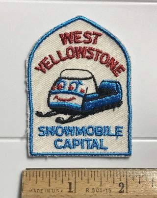 West Yellowstone Montana Mt Snowmobile Capital Souvenir Embroidered Patch Badge