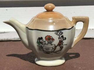 1930’s 24 pc.  Walt Disney Mickey Mouse Lusterware Children’s Tea Set Japan 8