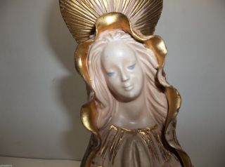 Vintage Italian Pottery Madonna Gold Gilt Hand Made Milano Italy Signed