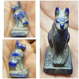Egyption Very Rare Old Lapiz Lazuli Stone Cat Statue