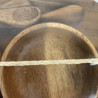 Hardwoods Of The Pacific Condiment 3 Round Bowls With Spoons And Tray Brown 2