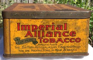 Rare Large 5lb Imperial Alliance Tobacco Tin British Australasian Co For Nz