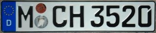 Germany License Plate From Munich München M Ch 3520
