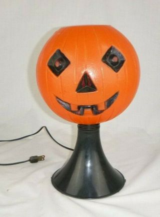 Vtg Blow Mold Plastic Lighted Jack O Lantern Pumpkin 12 " H