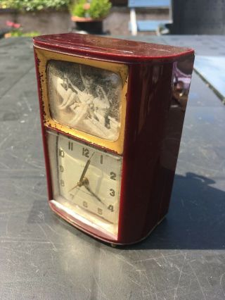 Vintage 1950s Cadet Bakelite Television TV Cabinet Musical Alarm Clock 3