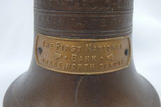 Vintage 1st National Bank advertising Drake North Dakota metal liberty bell bank 2