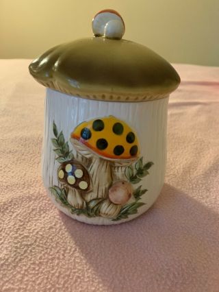 Vintage Retro Sears Roebuck Merry Mushroom 6 " Jar Canister With Lid Japan 671