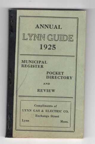1925 Guide To Lynn,  Massachusetts