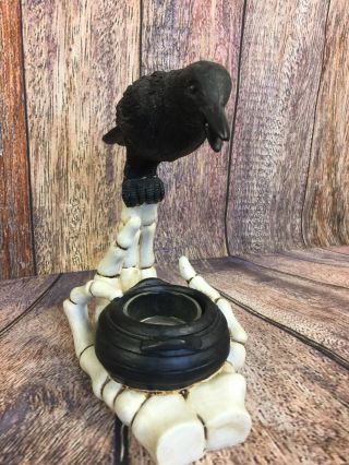 Rare Recalled Yankee Candle Crow With Skeleton Hand Tea Light