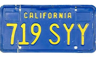 99 Cent 1977 Base California Blue And Yellow License Plate 719syy Nr