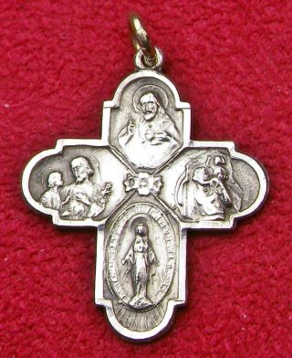 Bishops Estate Vintage Sterling Ingot Miraculous Medal Cross & Catholic Saints