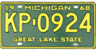99 Cent 1968 Michigan License Plate Kp - 0924