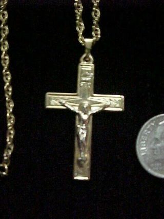 14k Gold Religious Jesus Cross Crucifix Necklace Pendant 1.  4 Gm No Scrap