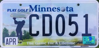 2010 Minnesota Play Golf License Plate