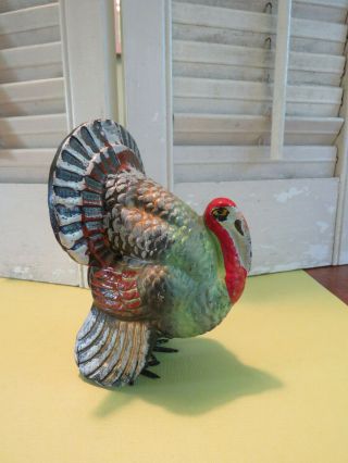 Antique Vintage Tom Turkey Candy Container Metal Feet Composition Japan 5 "