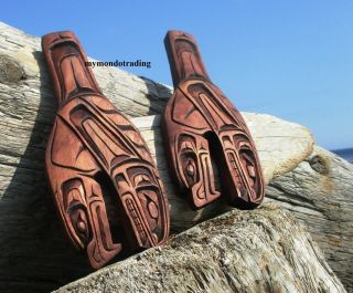 Northwest Coast First Nations Native Wood Art Carved Whales,  Gino Seward