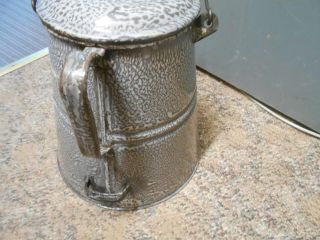 Vintage Granite Enamel Ware Gray Speckled Extra Large Cowboy Coffee Pot Kettle 3
