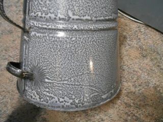 Vintage Granite Enamel Ware Gray Speckled Extra Large Cowboy Coffee Pot Kettle 7