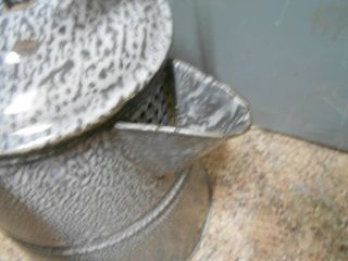 Vintage Granite Enamel Ware Gray Speckled Extra Large Cowboy Coffee Pot Kettle 8