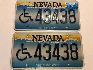 Pair Nevada Handicap License Plate Tag
