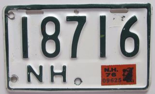 Hampshire 1976 Motorcycle License Plate Quality 18716