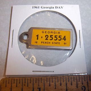 1961 Georgia 25554 Dav Mini License Plate Keychain Disabled American Vet
